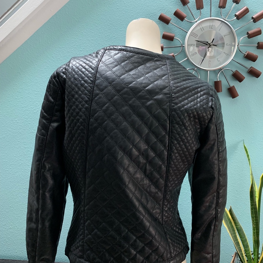 Vegan leather black Motto jacket - Picture 2 of 5